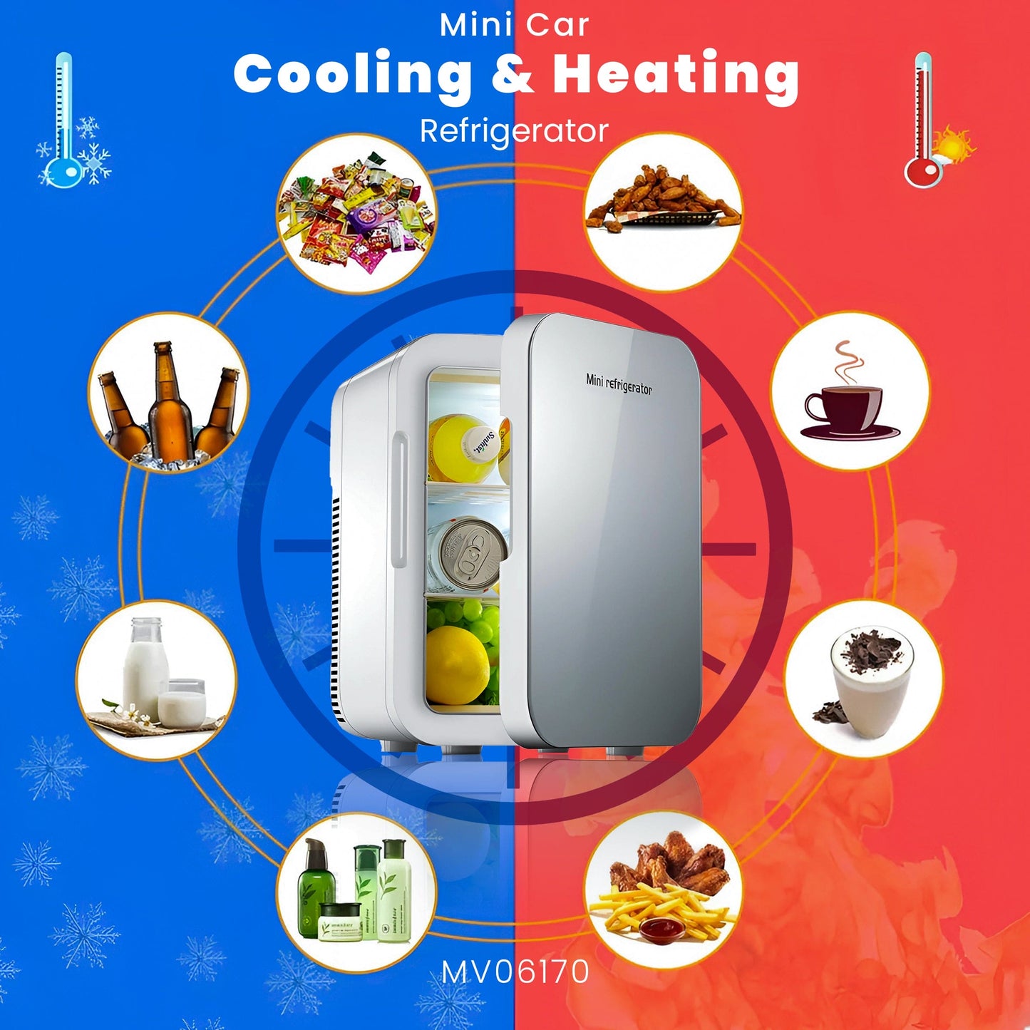 MV06170 Mini Car Cooling and Heating Refrigerator